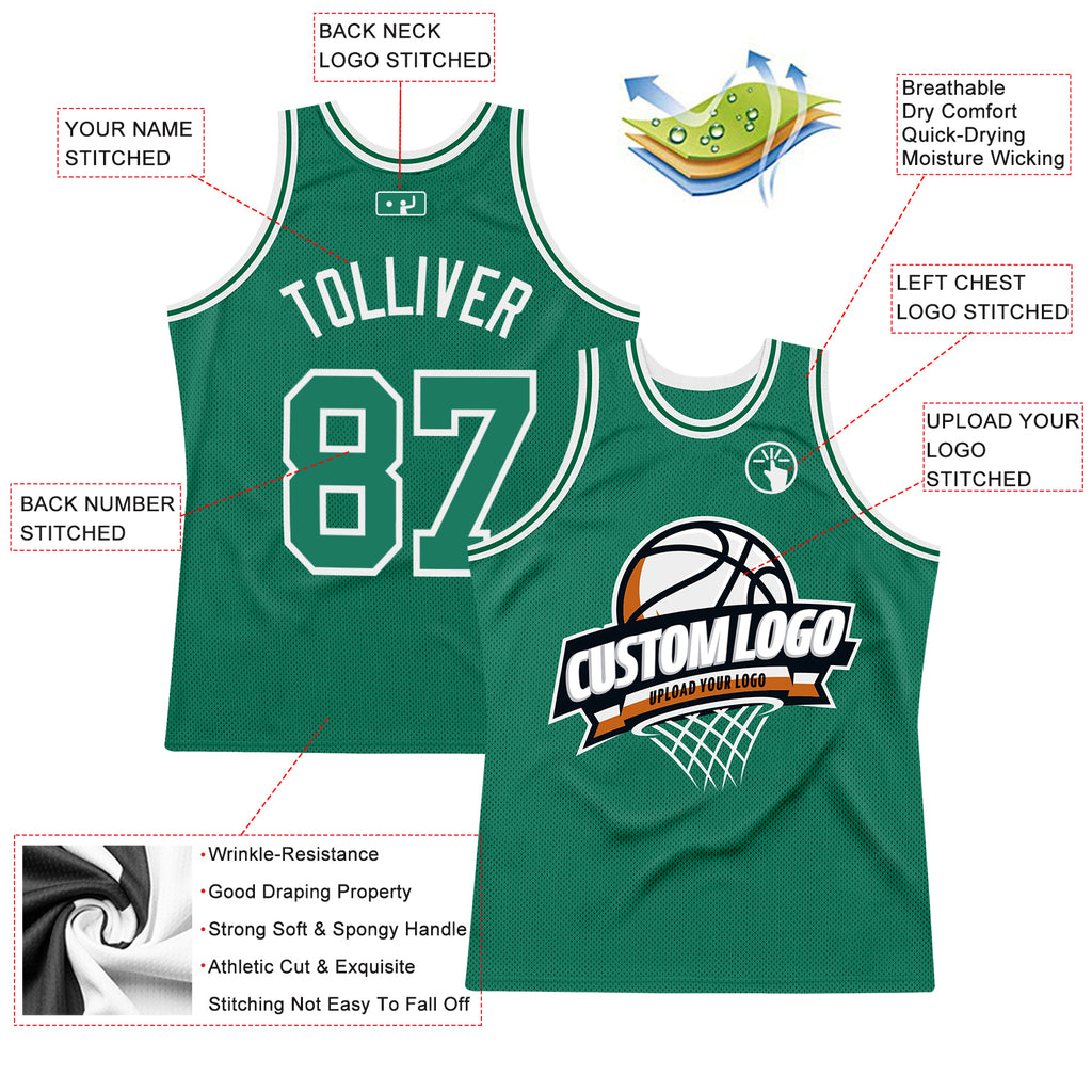 Custom White Kelly Green-Red 3D Mexico Splashes Authentic Basketball Jersey