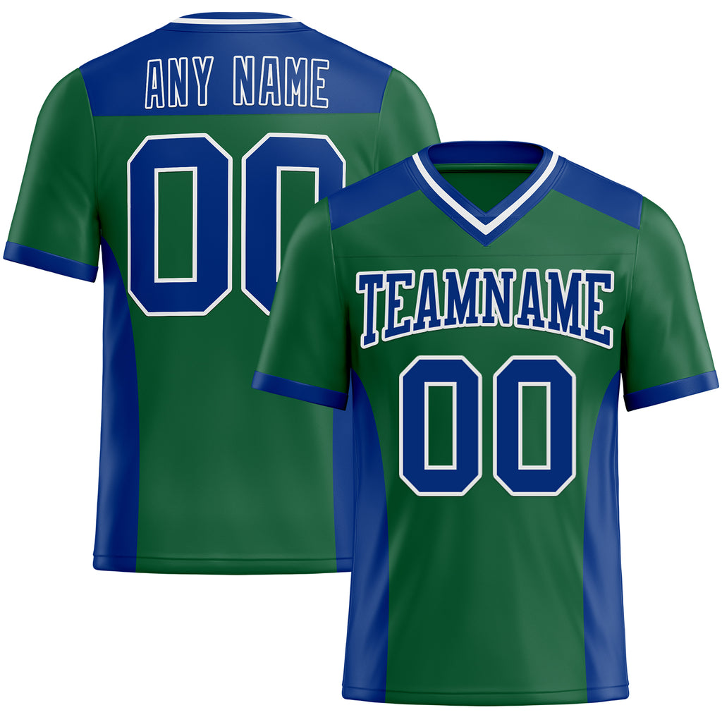 Custom Kelly Green Royal-White Mesh Authentic Football Jersey