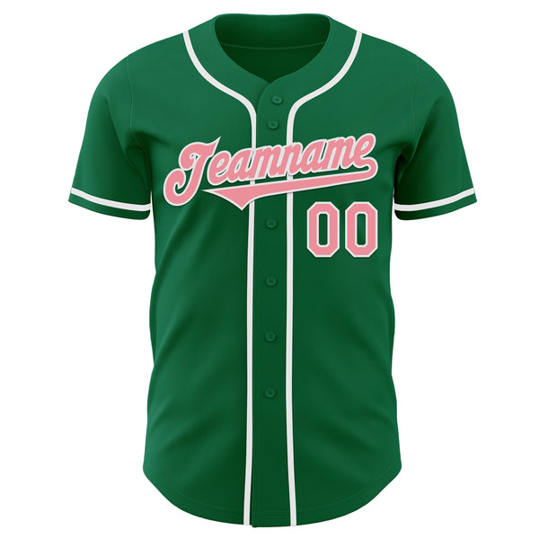 Custom Kelly Green Medium Pink-White Authentic Baseball Jersey