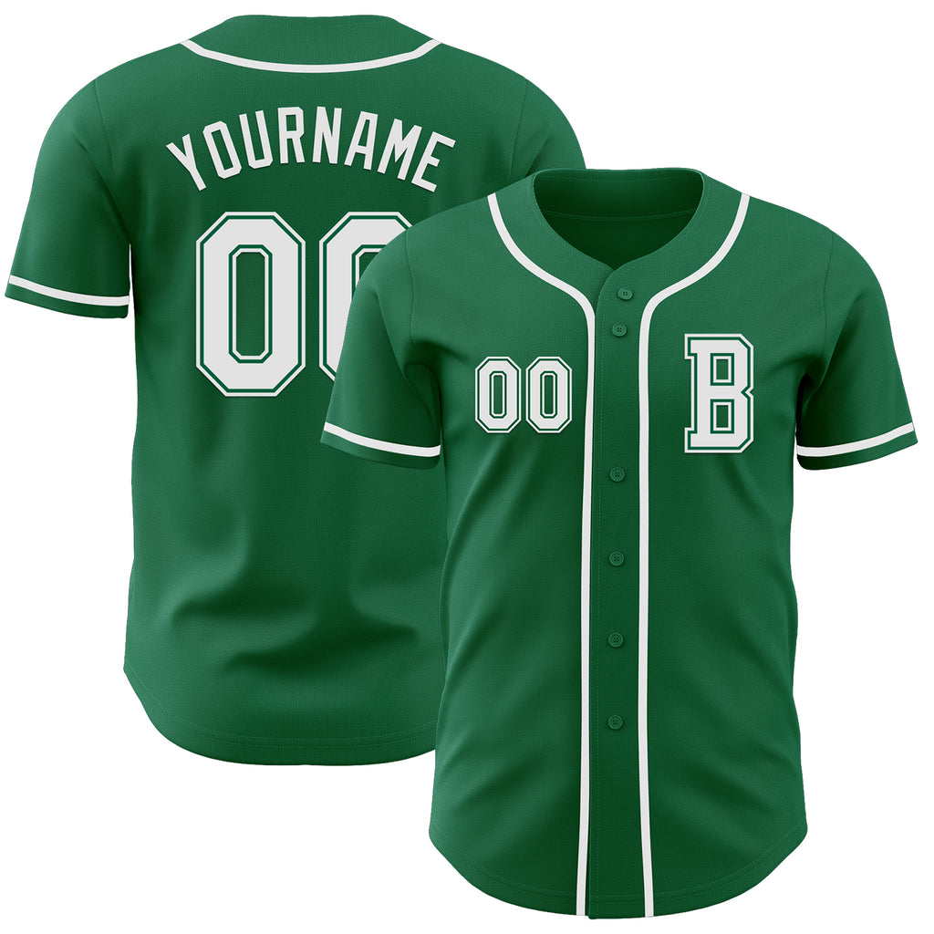 Custom Kelly Green White Authentic Baseball Jersey