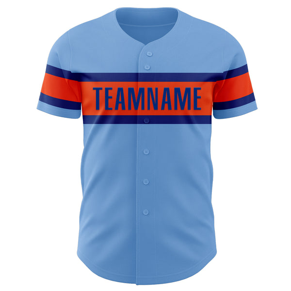 Custom Light Blue Orange-Royal Authentic Baseball Jersey