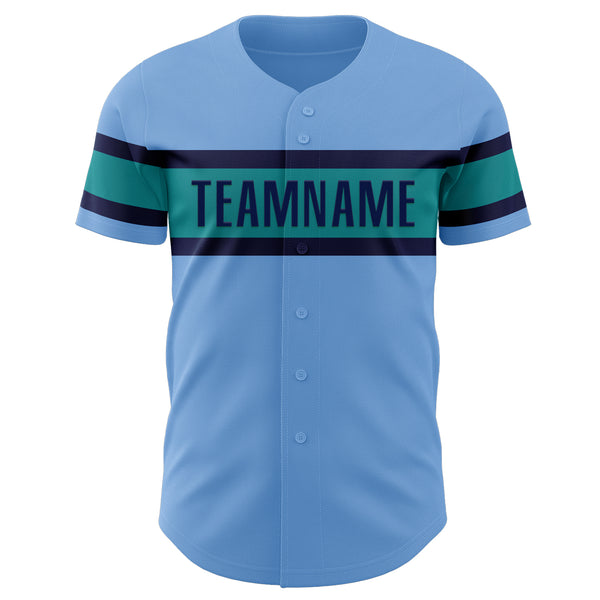 Custom Light Blue Navy-Teal Authentic Baseball Jersey