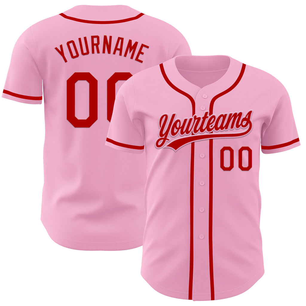 Custom Light Pink Red Authentic Baseball Jersey