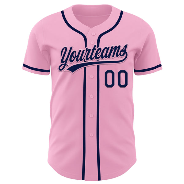 Custom Light Pink Navy Authentic Baseball Jersey