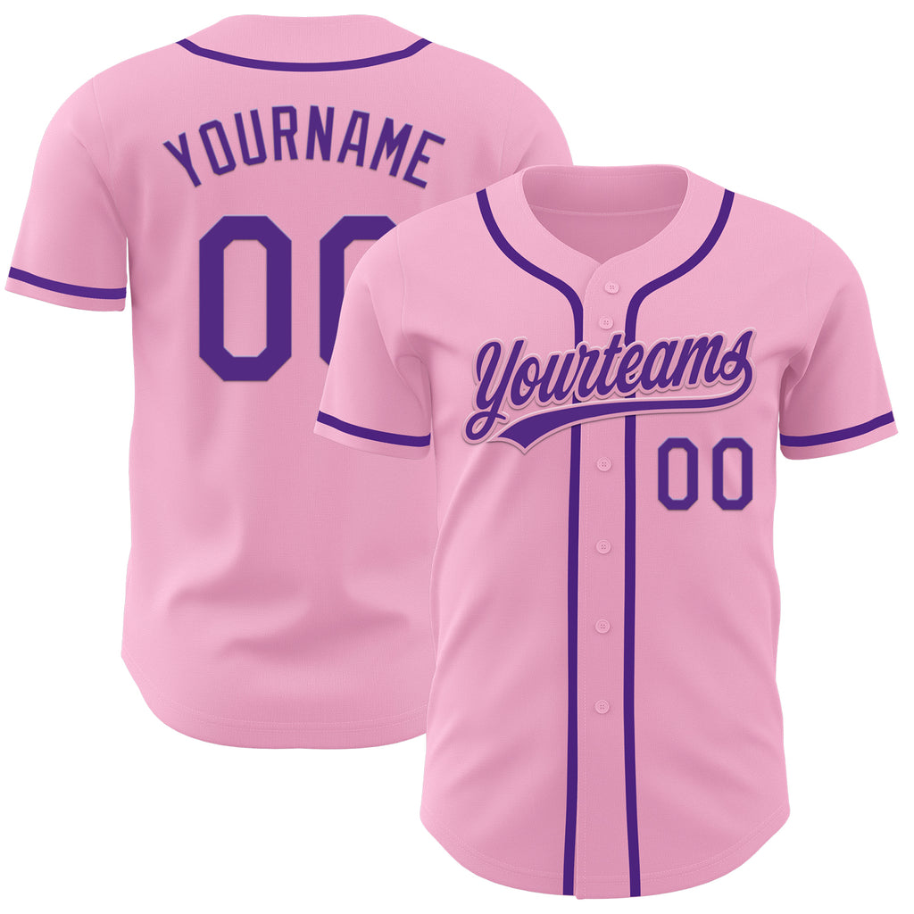 Custom Light Pink Purple Authentic Baseball Jersey