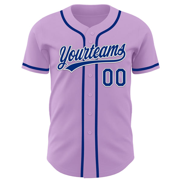 Custom Light Purple Royal-White Authentic Baseball Jersey