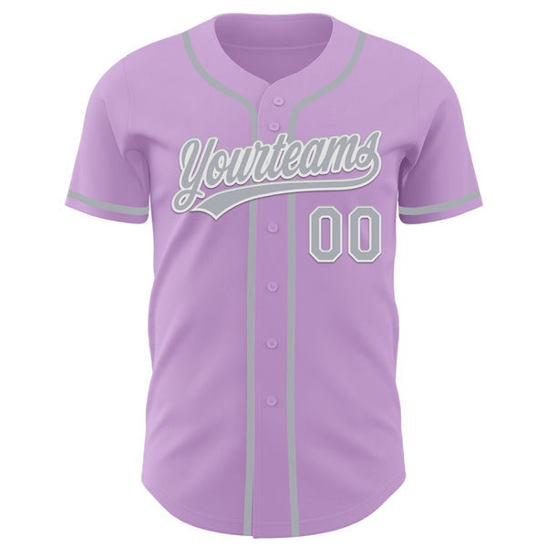 Custom Light Purple Gray-White Authentic Baseball Jersey