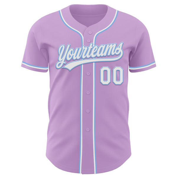 Custom Light Purple White-Light Blue Authentic Baseball Jersey