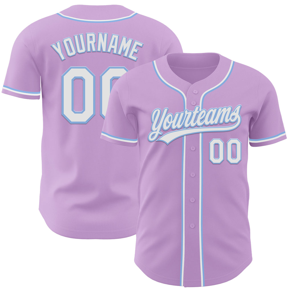 Custom Light Purple White-Light Blue Authentic Baseball Jersey