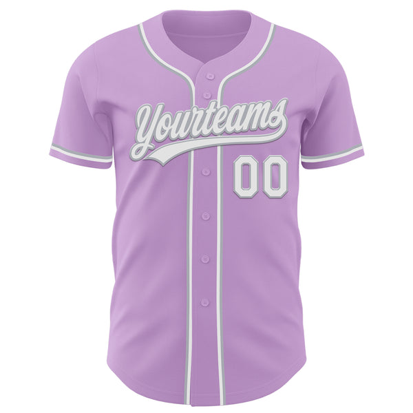 Custom Light Purple White-Gray Authentic Baseball Jersey