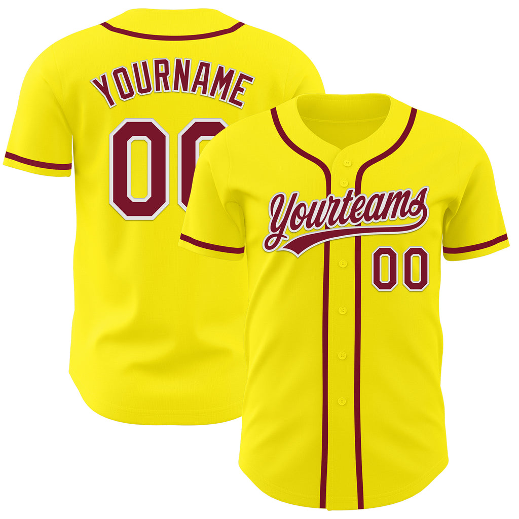 Custom Light Yellow Crimson-White Authentic Baseball Jersey