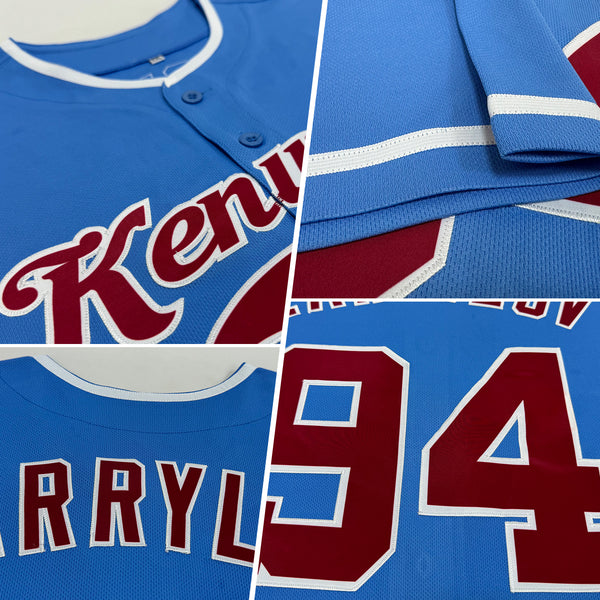 Custom Powder Blue Crimson-White Authentic Baseball Jersey