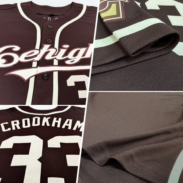 Custom Brown Cream Authentic Baseball Jersey