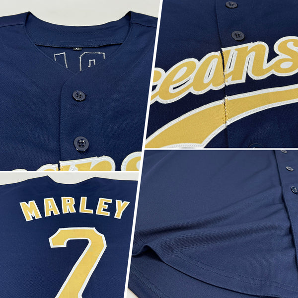 Custom Navy Vegas Gold-White Authentic Baseball Jersey