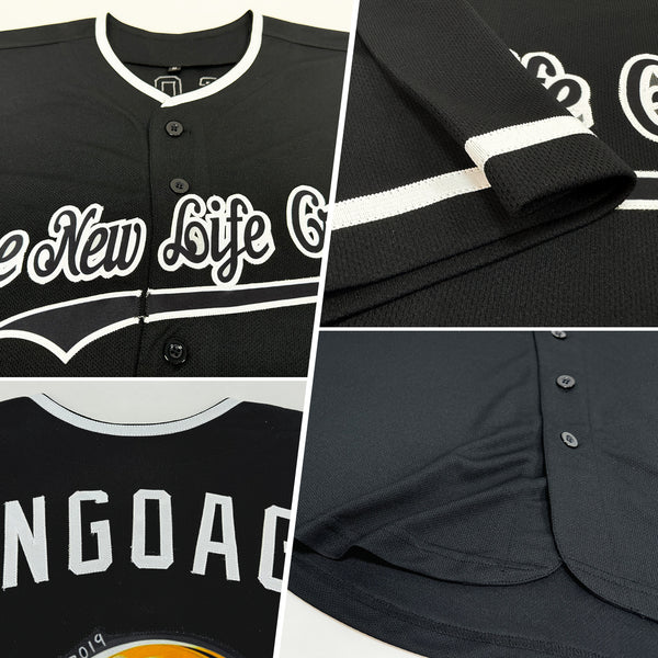Custom Black White Authentic Baseball Jersey