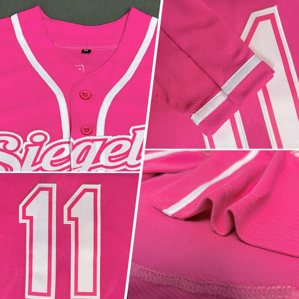 Custom Pink White Authentic Baseball Jersey