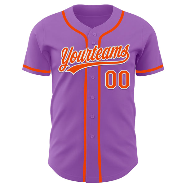 Custom Medium Purple Orange-White Authentic Baseball Jersey