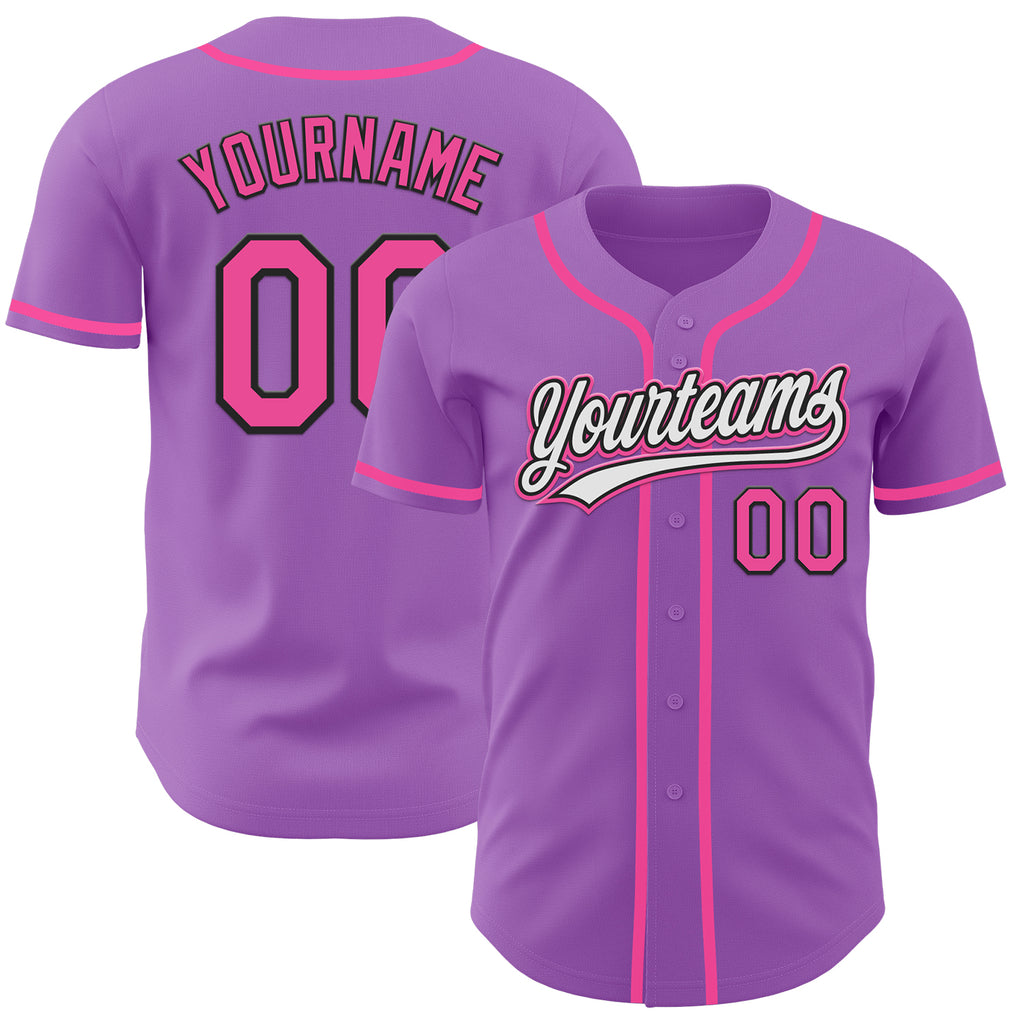 Custom Medium Purple Pink-Black Authentic Baseball Jersey