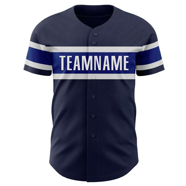 Custom Navy Royal-White Authentic Baseball Jersey