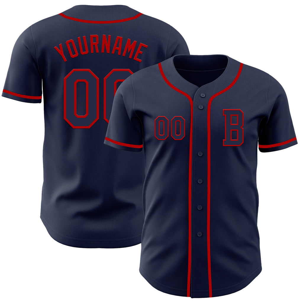 Custom Navy Red Authentic Baseball Jersey