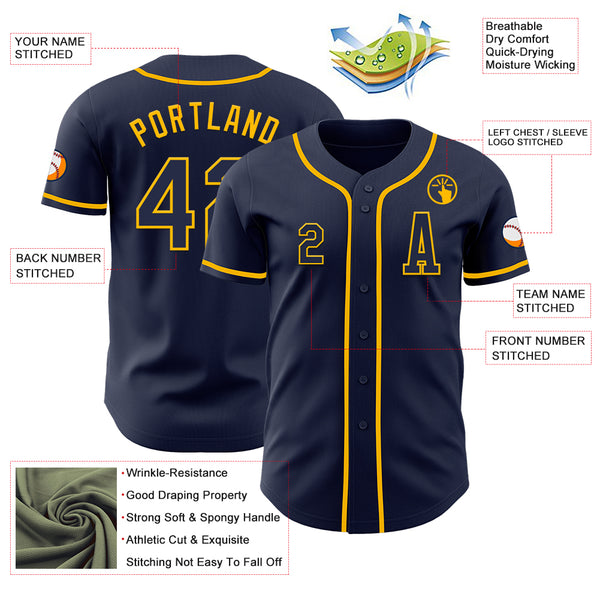 Custom Navy Gold Authentic Baseball Jersey