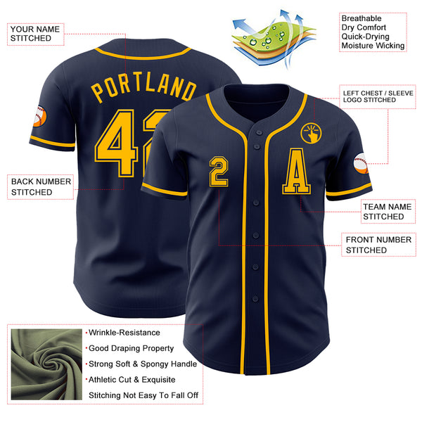 Custom Navy Gold Authentic Baseball Jersey