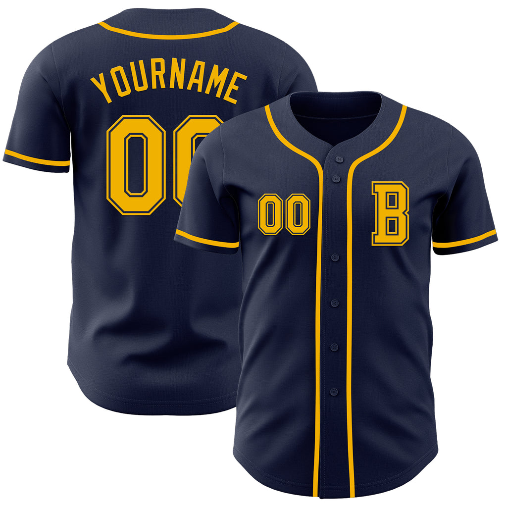 Custom Navy Gold Authentic Baseball Jersey