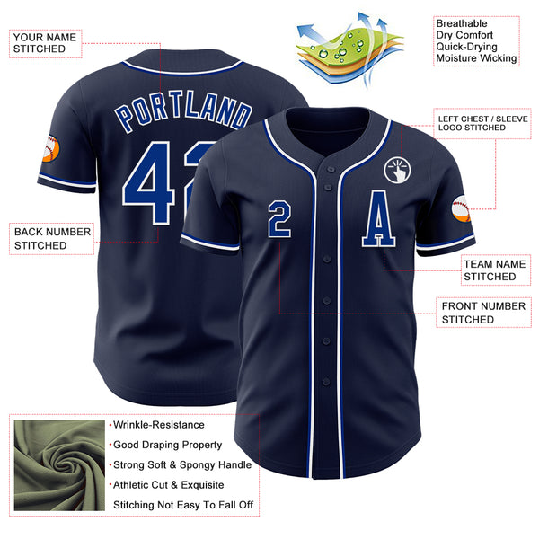 Custom Navy Royal-White Authentic Baseball Jersey