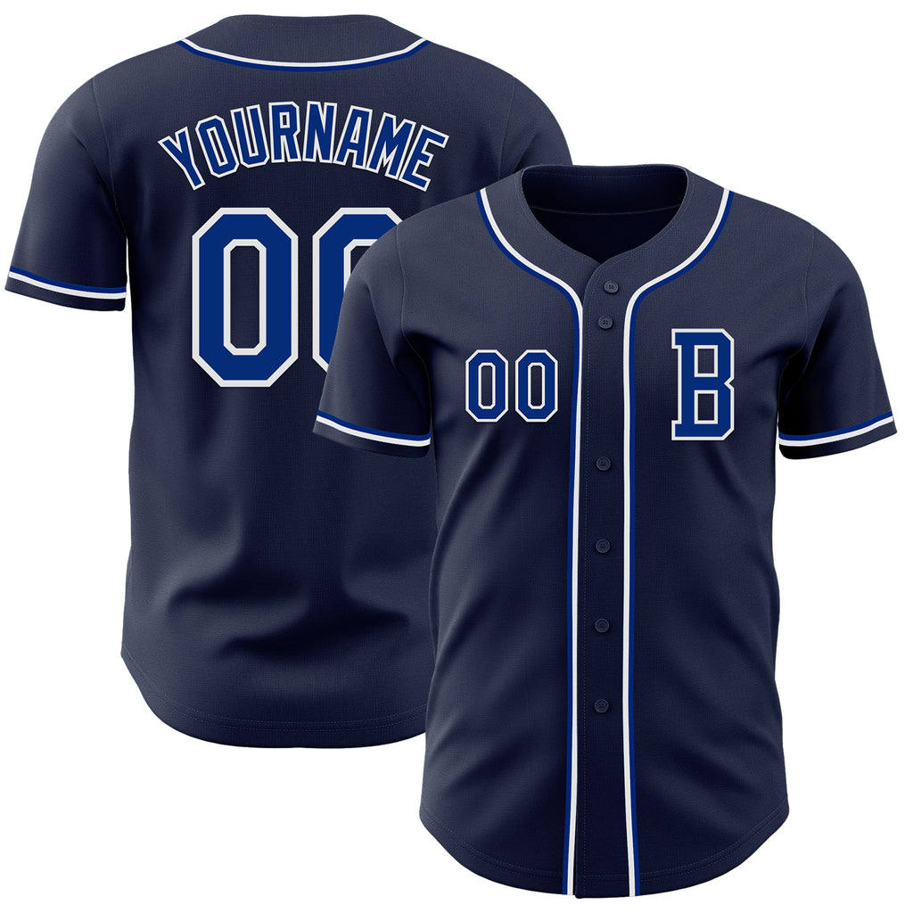 Custom Navy Royal-White Authentic Baseball Jersey