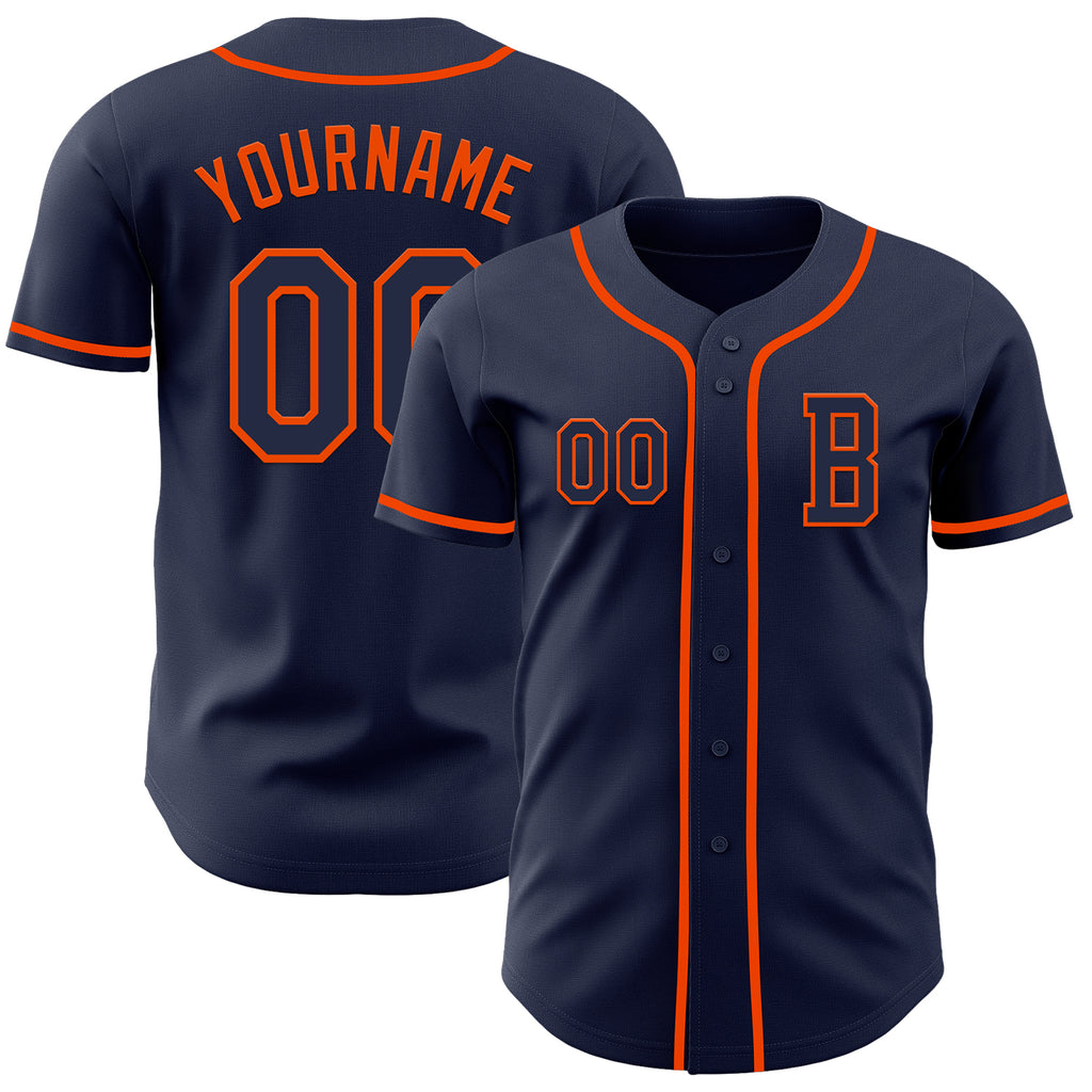 Custom Navy Orange Authentic Baseball Jersey