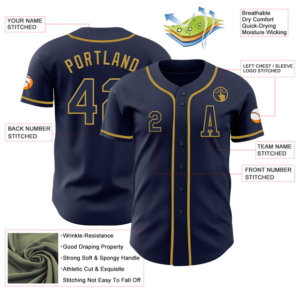 Custom Navy Old Gold Authentic Baseball Jersey