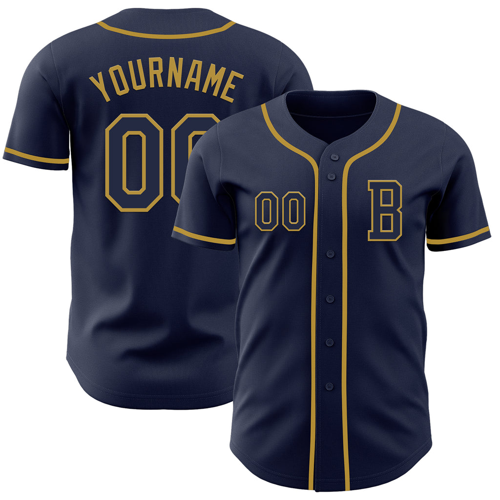 Custom Navy Old Gold Authentic Baseball Jersey