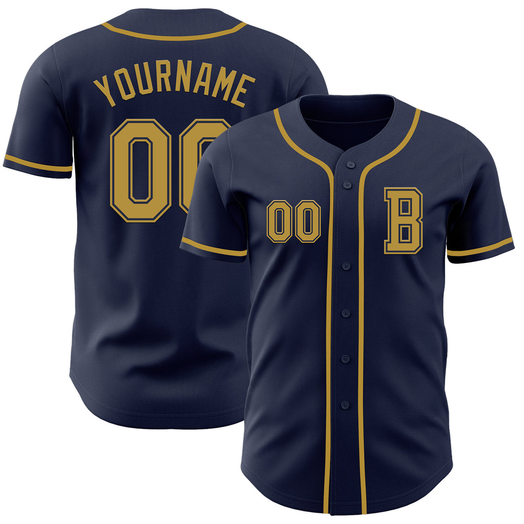 Custom Navy Old Gold Authentic Baseball Jersey