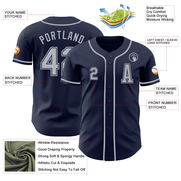 Custom Navy Gray Authentic Baseball Jersey