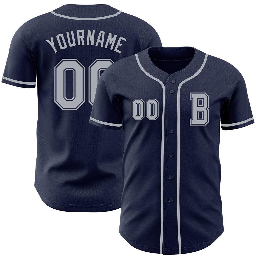 Custom Navy Gray Authentic Baseball Jersey