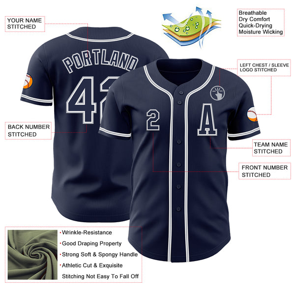 Custom Navy White-Gray Authentic Baseball Jersey