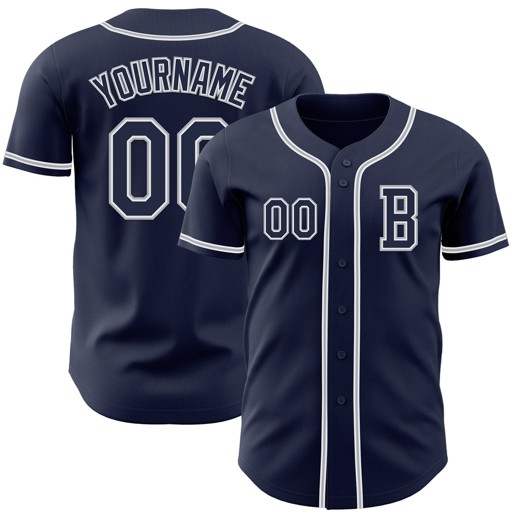 Custom Navy White-Gray Authentic Baseball Jersey