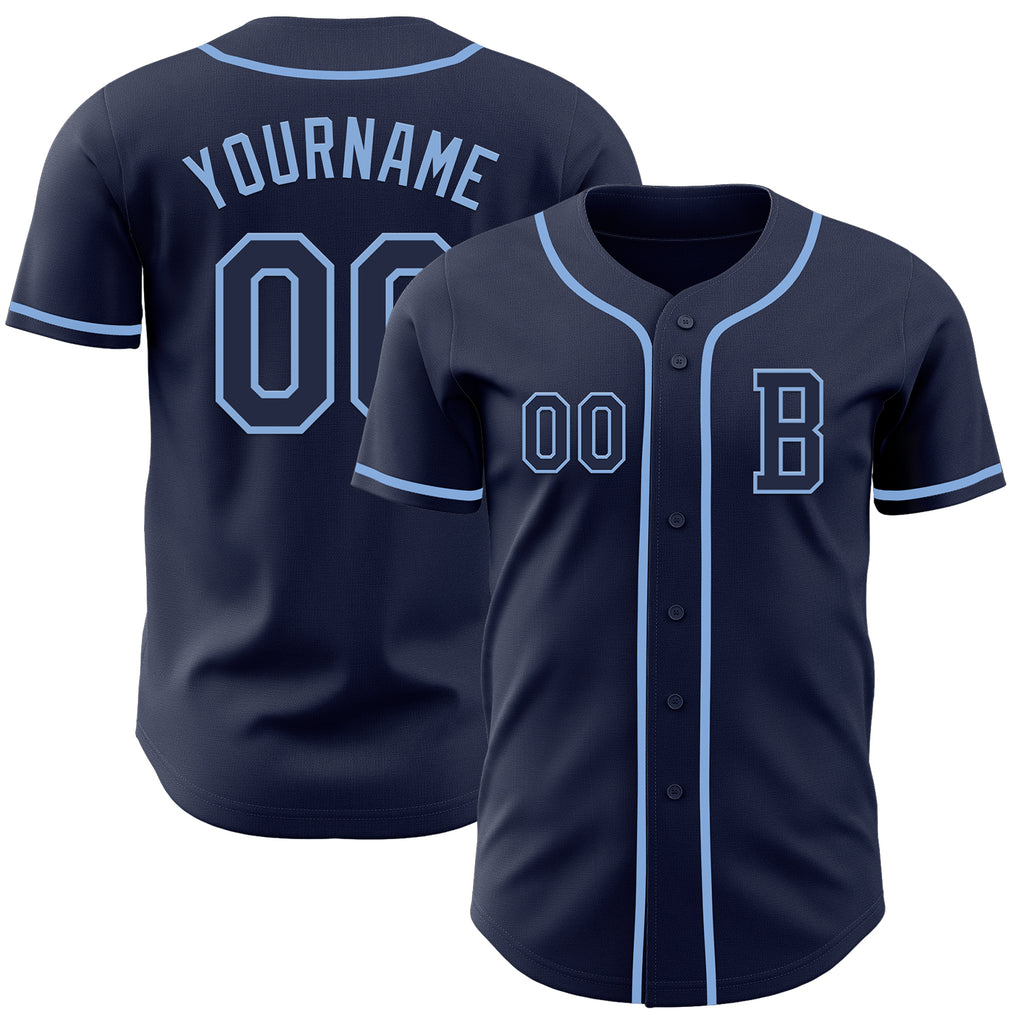 Custom Navy Light Blue Authentic Baseball Jersey