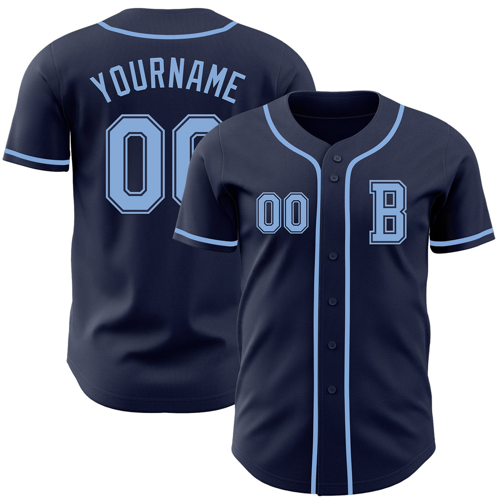 Custom Navy Light Blue Authentic Baseball Jersey