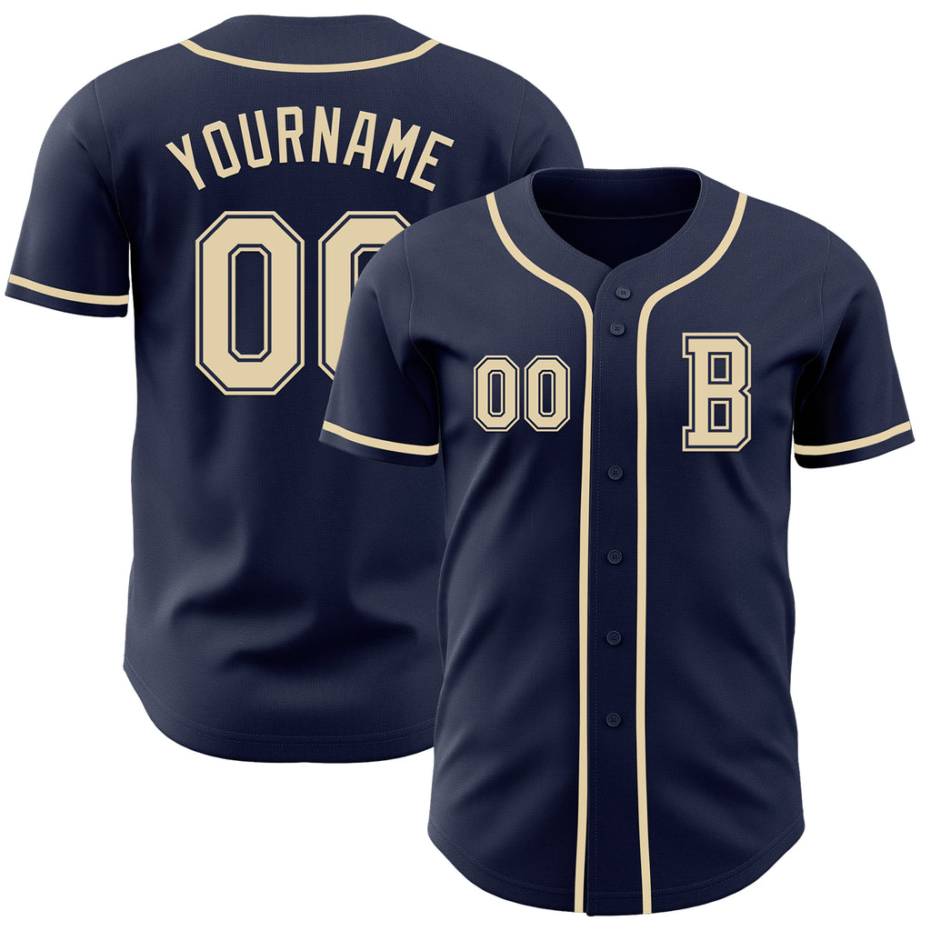 Custom Navy Cream Authentic Baseball Jersey