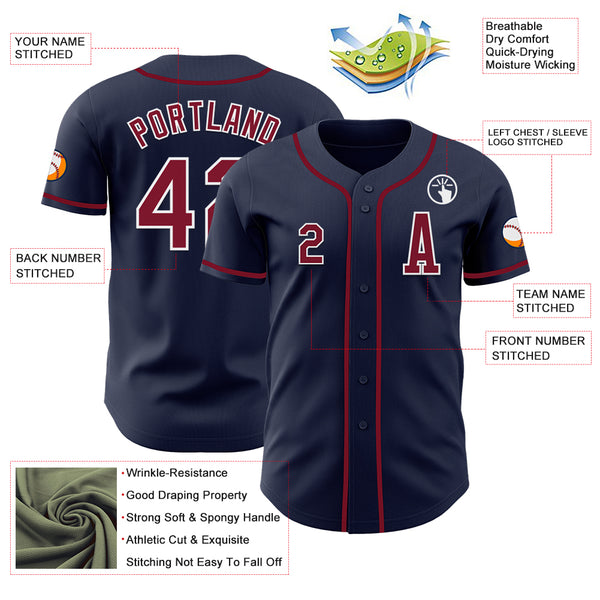 Custom Navy Crimson-White Authentic Baseball Jersey