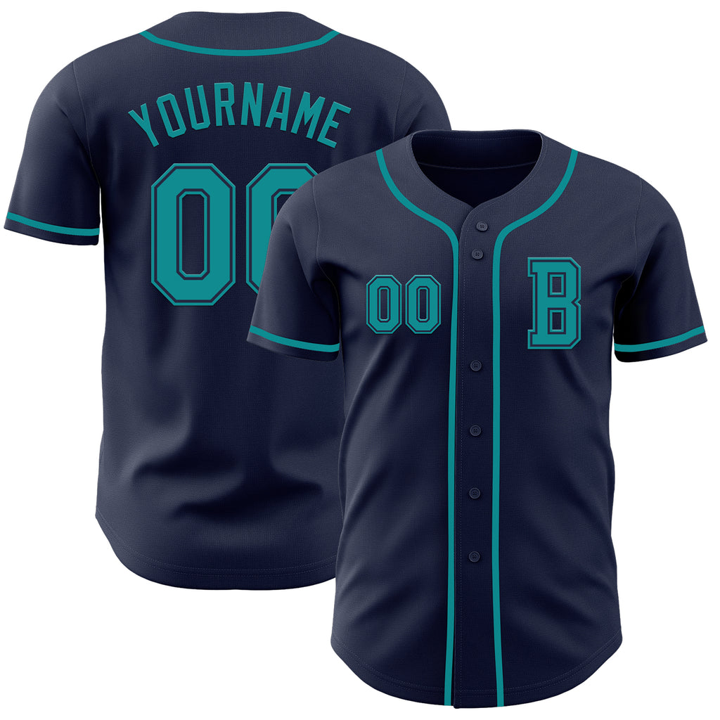 Custom Navy Teal Authentic Baseball Jersey