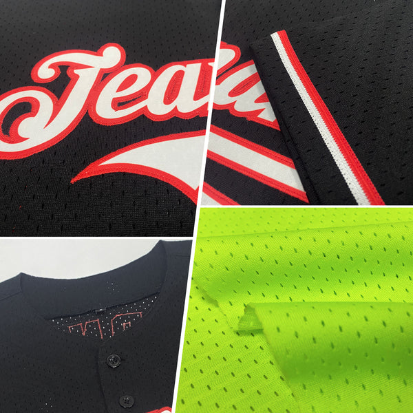 Custom Neon Green Pink-Navy Mesh Authentic Throwback Baseball Jersey