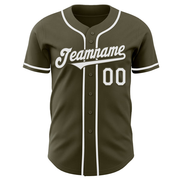 Custom Olive White Authentic Salute To Service Baseball Jersey