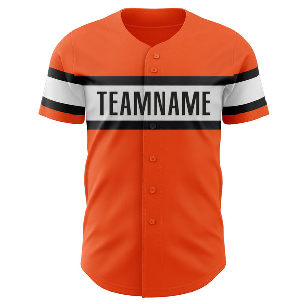 Custom Orange Black-White Authentic Baseball Jersey