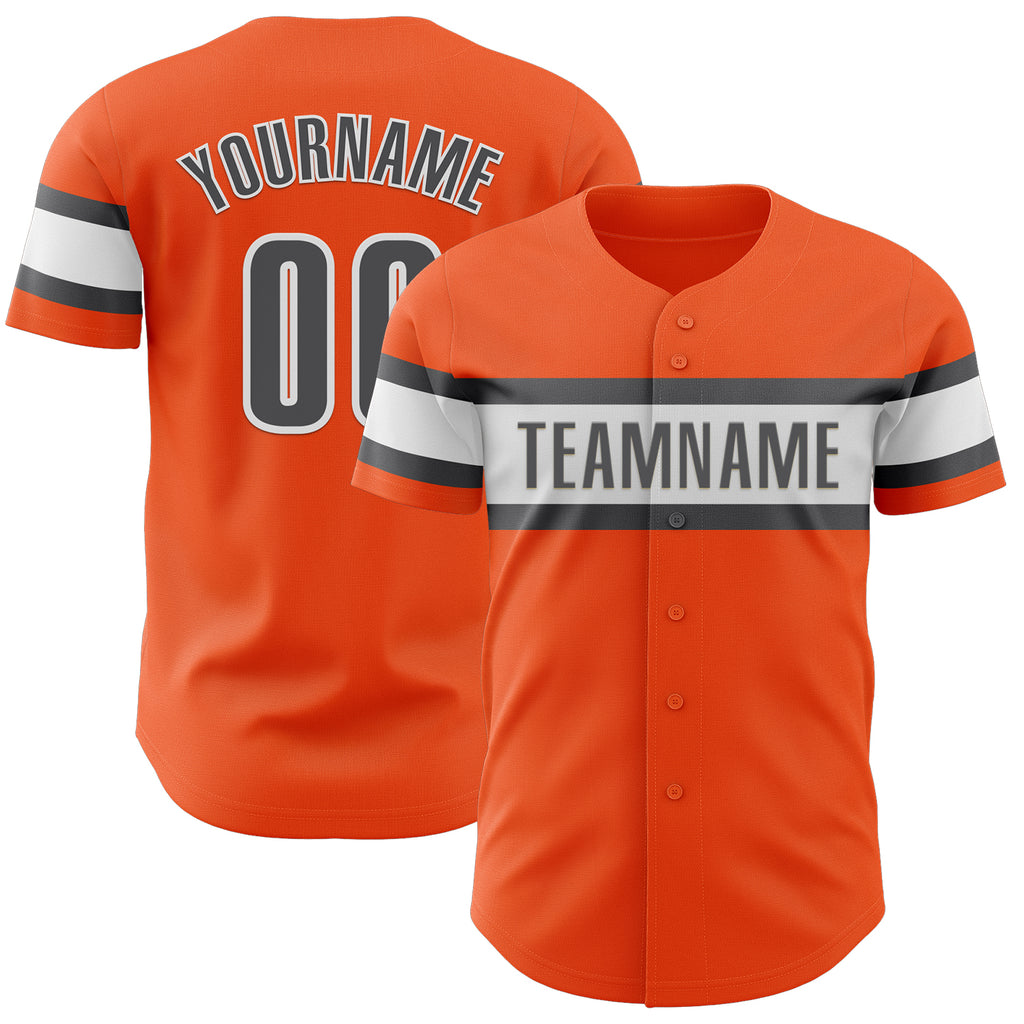 Custom Orange Steel Gray-White Authentic Baseball Jersey