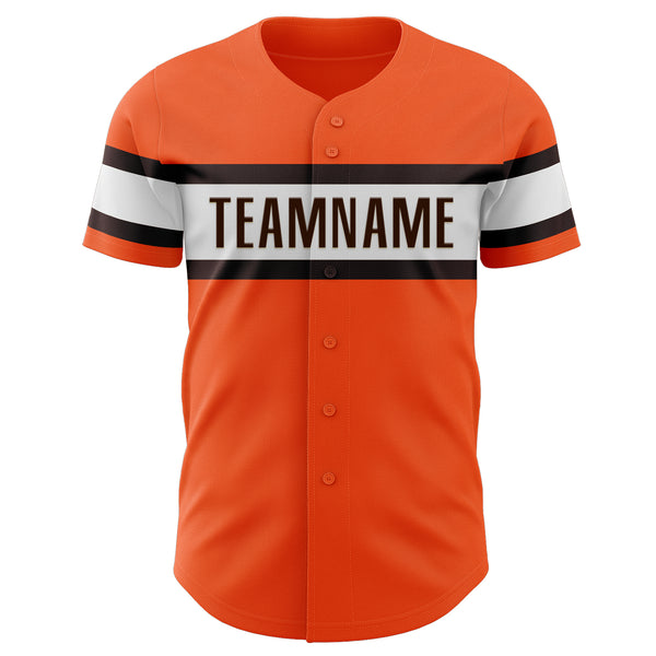 Custom Orange Brown-White Authentic Baseball Jersey