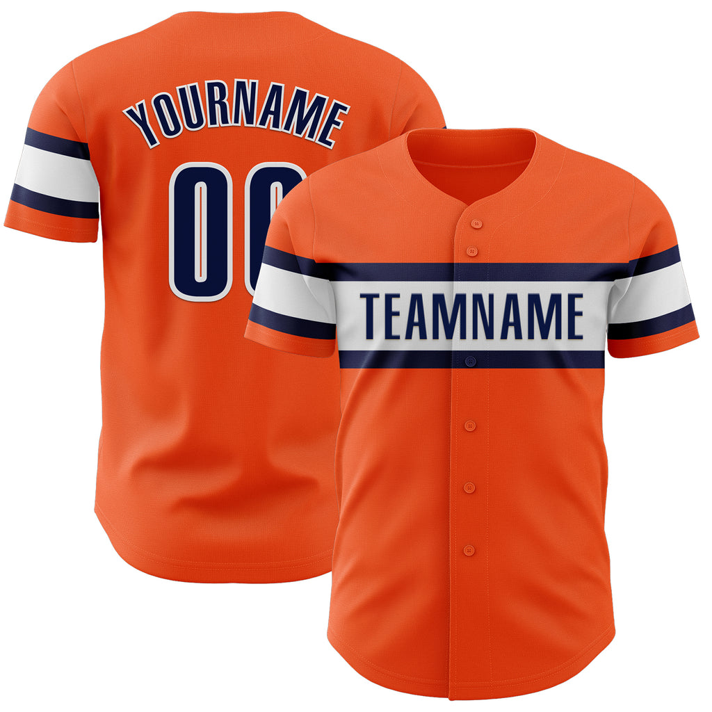 Custom Orange Navy-White Authentic Baseball Jersey