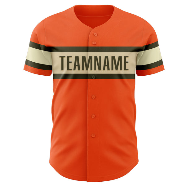 Custom Orange Olive-Cream Authentic Baseball Jersey