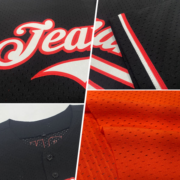 Custom Orange Brown-White Mesh Authentic Throwback Baseball Jersey